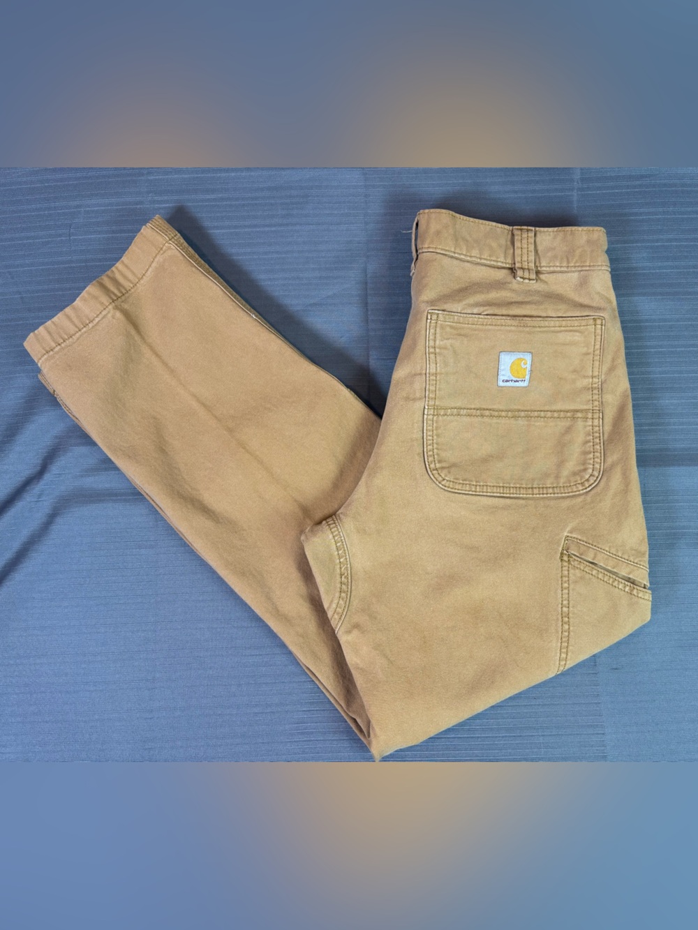 Carhartt Rugged Flex Double Front Utility Work Pants 34 Relaxed Fit Canvas Tan